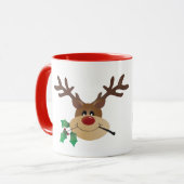 Mug Joyeux rennes de Noël avec Mistletoe (Devant gauche)
