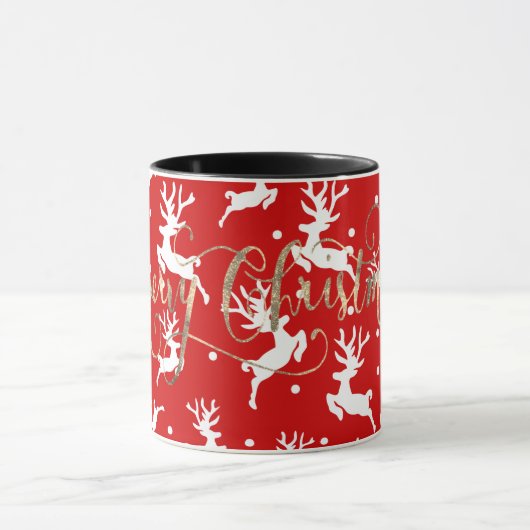 Mug Joyeux rennes de Noël Rouge (Centre)