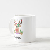 Mug Joyeux Rindeer Lights Design de Noël avec nom (Devant gauche)