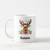 Mug Joyeux Rindeer Lights Design de Noël avec nom (Gauche)
