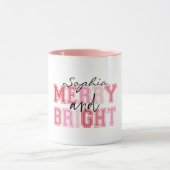 Mug Joyeux Rose Et Bright Typographie Super Noël (Centre)