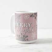Mug Joyeux rose et flèches de neige brillantes Noël (Devant gauche)
