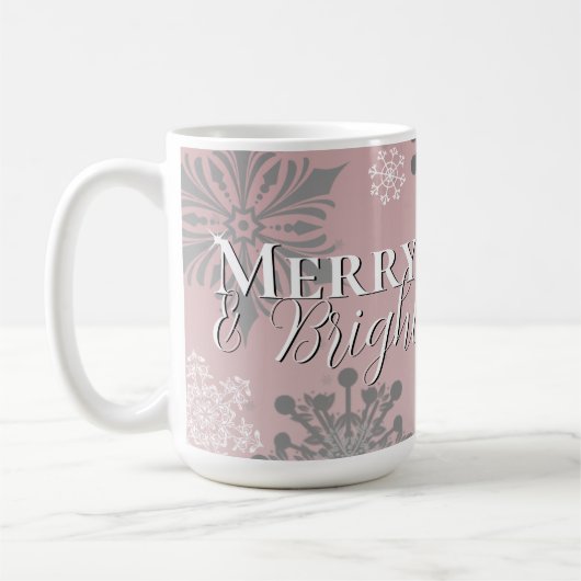 Mug Joyeux rose et flèches de neige brillantes Noël (Gauche)