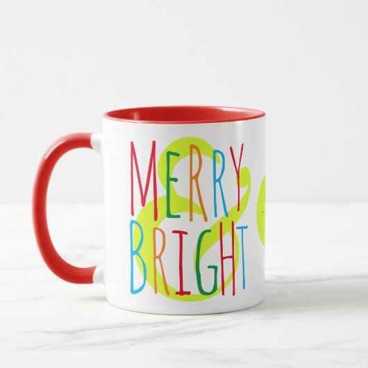 Mug Joyeux & Rouge clair, Vert Bleu Typographie Vacanc (Gauche)