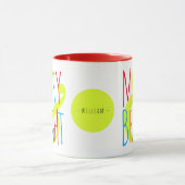 Mug Joyeux & Rouge clair, Vert Bleu Typographie Vacanc (Centre)