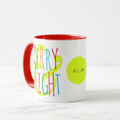 Mug Joyeux & Rouge clair, Vert Bleu Typographie Vacanc (Devant gauche)