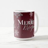 Mug Joyeux rouge et flocon de neige brillant Noël (Devant droit)