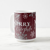 Mug Joyeux rouge et flocon de neige brillant Noël (Devant gauche)
