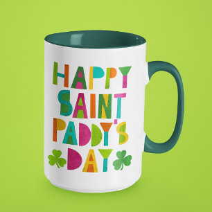 Mug Joyeux Saint Paddy's Day brillant et moderne