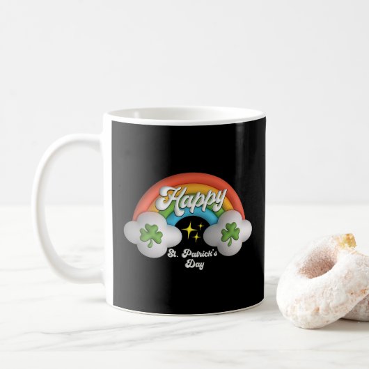 Mug Joyeux Saint Patrick's Day mignon arc-en-ciel (Avec donut)