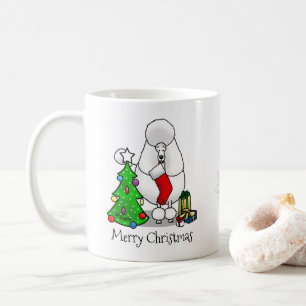 Mug Joyeux sapin de Noël 2 caniche (blanc) chien migno