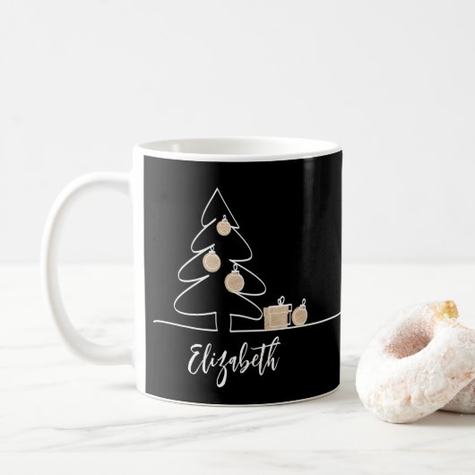 Mug Joyeux sapin de Noël en noir (Avec donut)