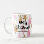 Mug Joyeux sapin rose or Noël (Gauche)