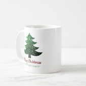 Mug Joyeux sapin vert de Noël Parkly Nom de famille (Devant gauche)