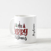 Mug Joyeux sapins de Noël personnalisés (Devant gauche)