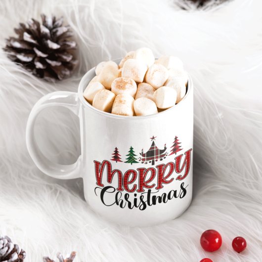 Mug Joyeux sapins de Noël personnalisés