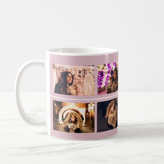 Mug Joyeux Script Blush Pink 4 Photo Coller Keepsaké (Gauche)
