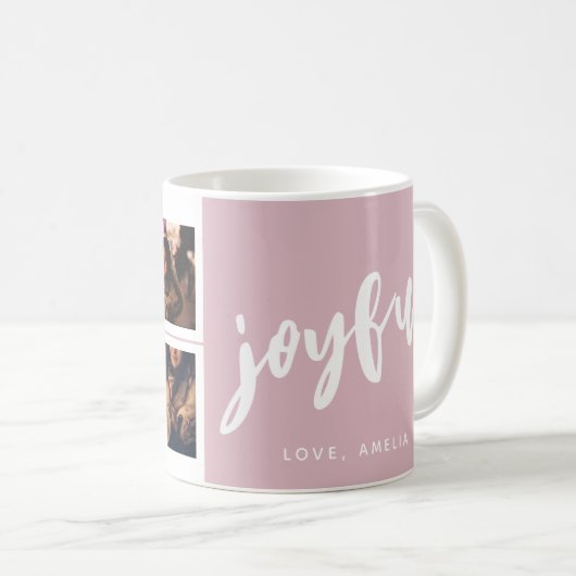 Mug Joyeux Script Blush Pink 4 Photo Coller Keepsaké (Devant droit)