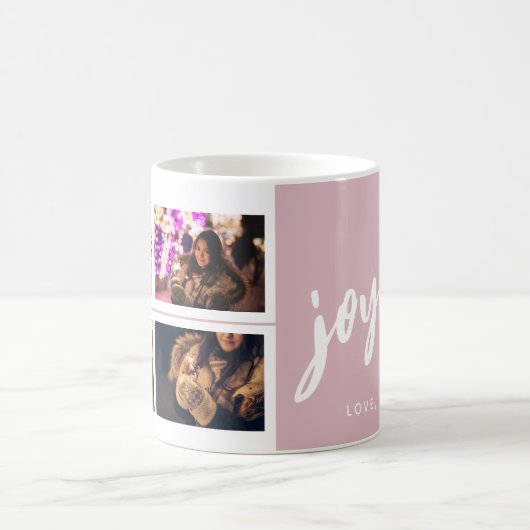 Mug Joyeux Script Blush Pink 4 Photo Coller Keepsaké (Centre)
