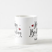 Mug Joyeux Script d'anniversaire Nom personnalisé Café (Centre)