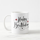 Mug Joyeux Script d'anniversaire Nom personnalisé Café (Gauche)