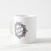 Mug Joyeux Script de vacances blanc Wreath Joli (Devant gauche)