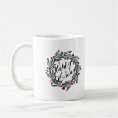 Mug Joyeux Script de vacances blanc Wreath Joli (Gauche)