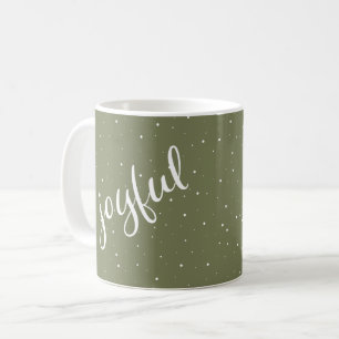 Mug Joyeux Script Flocon de neige Olive Green Holiday