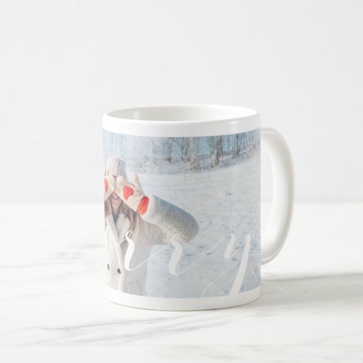 Mug Joyeux Script Simple & moderne Présentation photo (Devant droit)