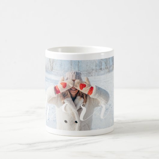 Mug Joyeux Script Simple & moderne Présentation photo (Centre)