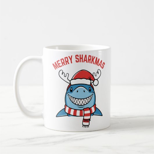 Mug Joyeux Sharkmas Drôle de Noël Shark (Gauche)