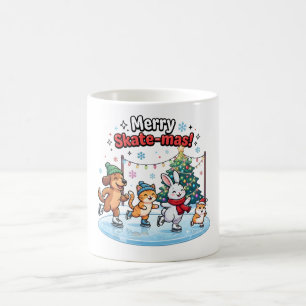 Mug Joyeux Skate-mas Mignons Animaux de Noël au Patina