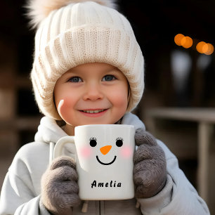 Mug Joyeux Snowman visage Nom personnalisé Vacances