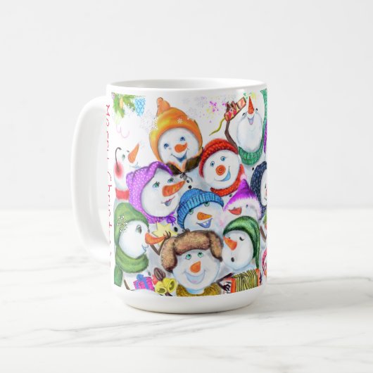 Mug Joyeux Snowmans Joyeux Noël Fête Fun (Devant gauche)