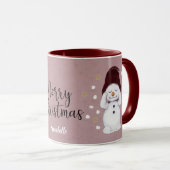 Mug Joyeux Snowmen Pink Noël (Devant droit)