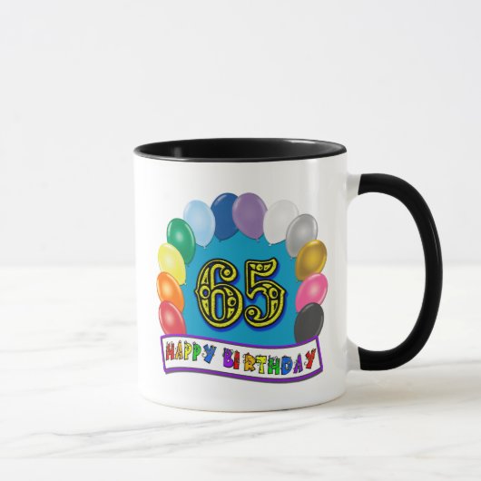 Mug Joyeux soixante-cinquième anniversaire avec des (Droite)