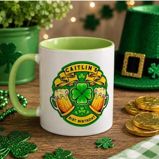 Mug Joyeux St Patrick Day Trèfle 21e Anniversaire