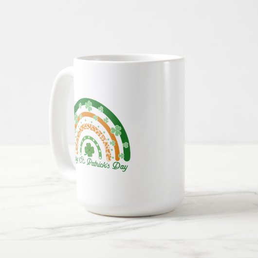 Mug Joyeux St. Patrick's Day Verte Clover Boho Rainbow (Devant gauche)