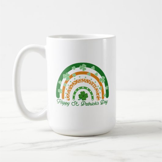 Mug Joyeux St. Patrick's Day Verte Clover Boho Rainbow (Gauche)