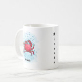 Mug Joyeux style d'aquarelle de crabe rouge (Devant gauche)