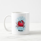 Mug Joyeux style d'aquarelle de crabe rouge (Gauche)