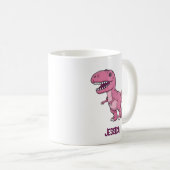 Mug Joyeux T-Rex Dino Rose Avec Nom Enfant (Devant droit)