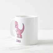 Mug Joyeux T-Rex Dino Rose Avec Nom Enfant (Devant gauche)