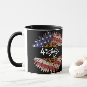 Mug Joyeux T-shirt Femme 4 juillet tournesol