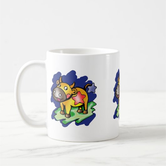 Mug Joyeux Taurus Bleu avec dessin de l'étoile rouge (Gauche)