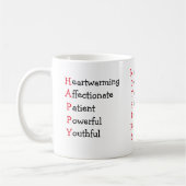 Mug Joyeux texte de la Fête des Mères avec adjectifs (Gauche)