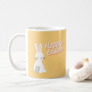 Mug Joyeux texte de Pâques avec lapin orange