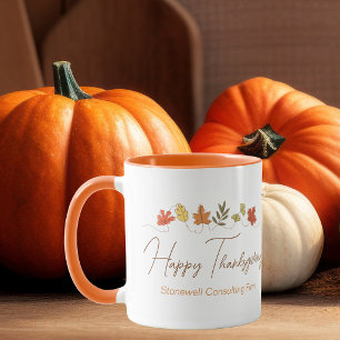 Mug Joyeux Thanksgiving feuilles personnalisées mignon