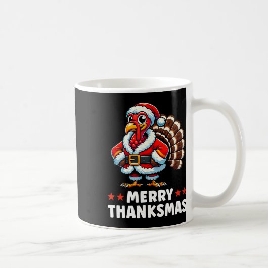 Mug Joyeux Thanksmas Thanksgiving Turquie Noël Drôle (Droite)