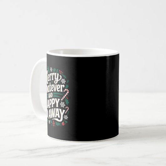 Mug Joyeux Tout Et Heureux Partir Noël Drôle Q (Devant gauche)